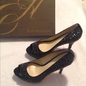 Enzo Angiolini Black Sequined High Heels